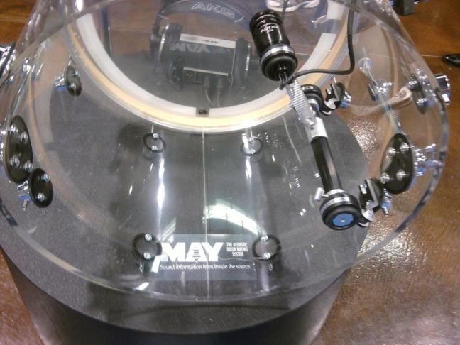 NAMM 2012 MAY acoustic drum miking microphone inside shell system