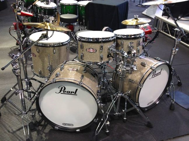 NAMM 2012 Pearl e-Pro Live Series Double Bass Drum Silver Sparkle